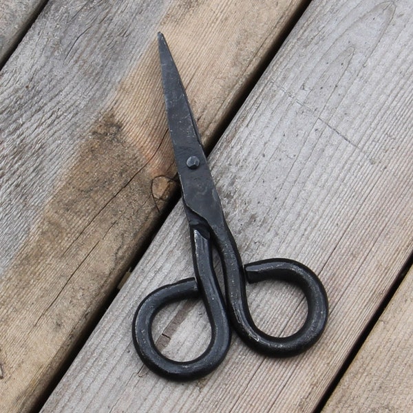Handy Forged Small Scissors - Medieval Inspired Hand Forged Iron Steel Trimmer Cutters