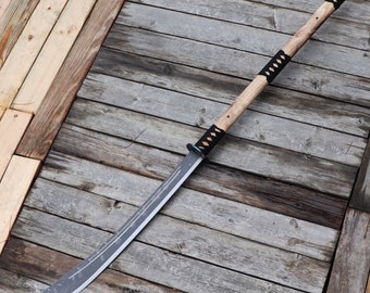 Samurai Warrior Sohei Naginata - Hand Forged Aged Antiqued High Carbon Steel Collectible Japanese Replica Polearm Sword