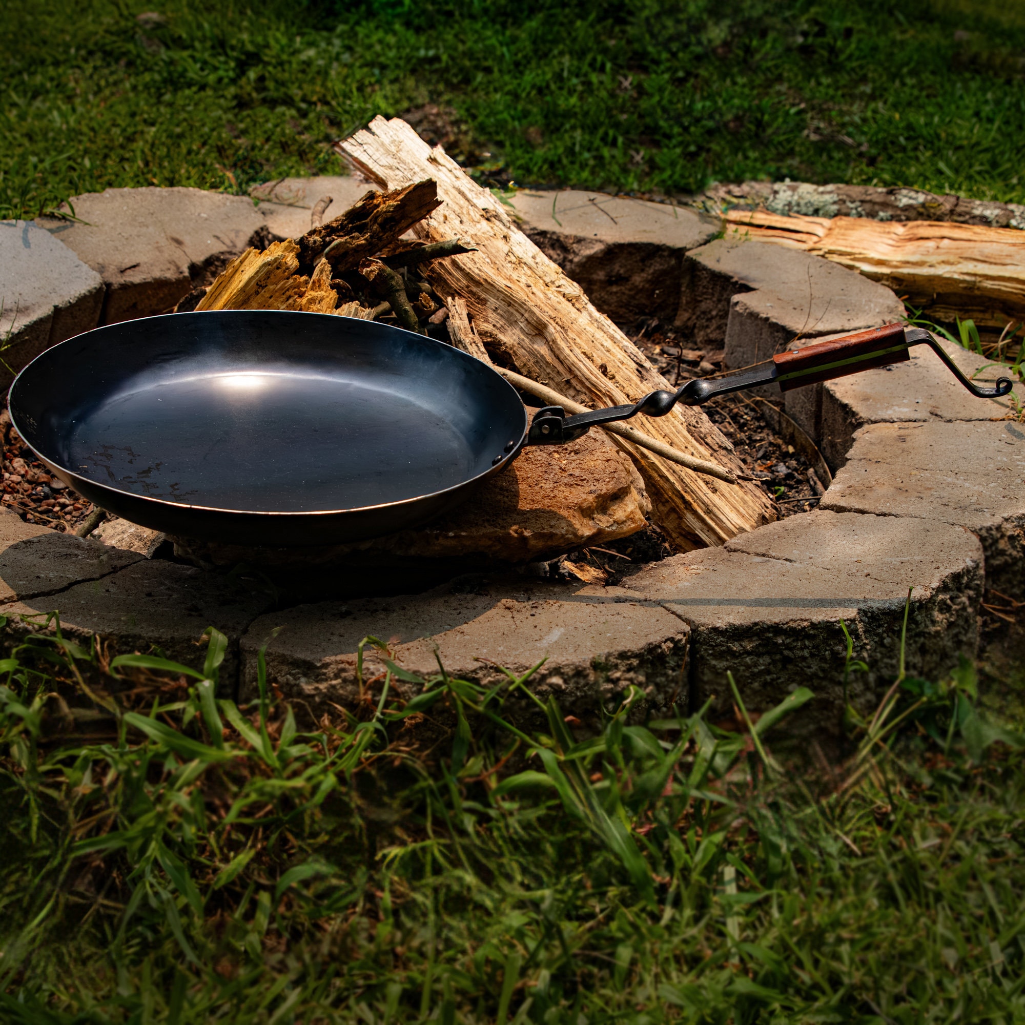 Hand Forged Iron Folding Pan - Portable Camping Accessory - MedieWorld