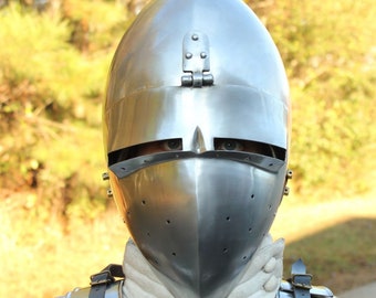 Medieval Bascinet Functional 16g LARP Klappvisor Helmet