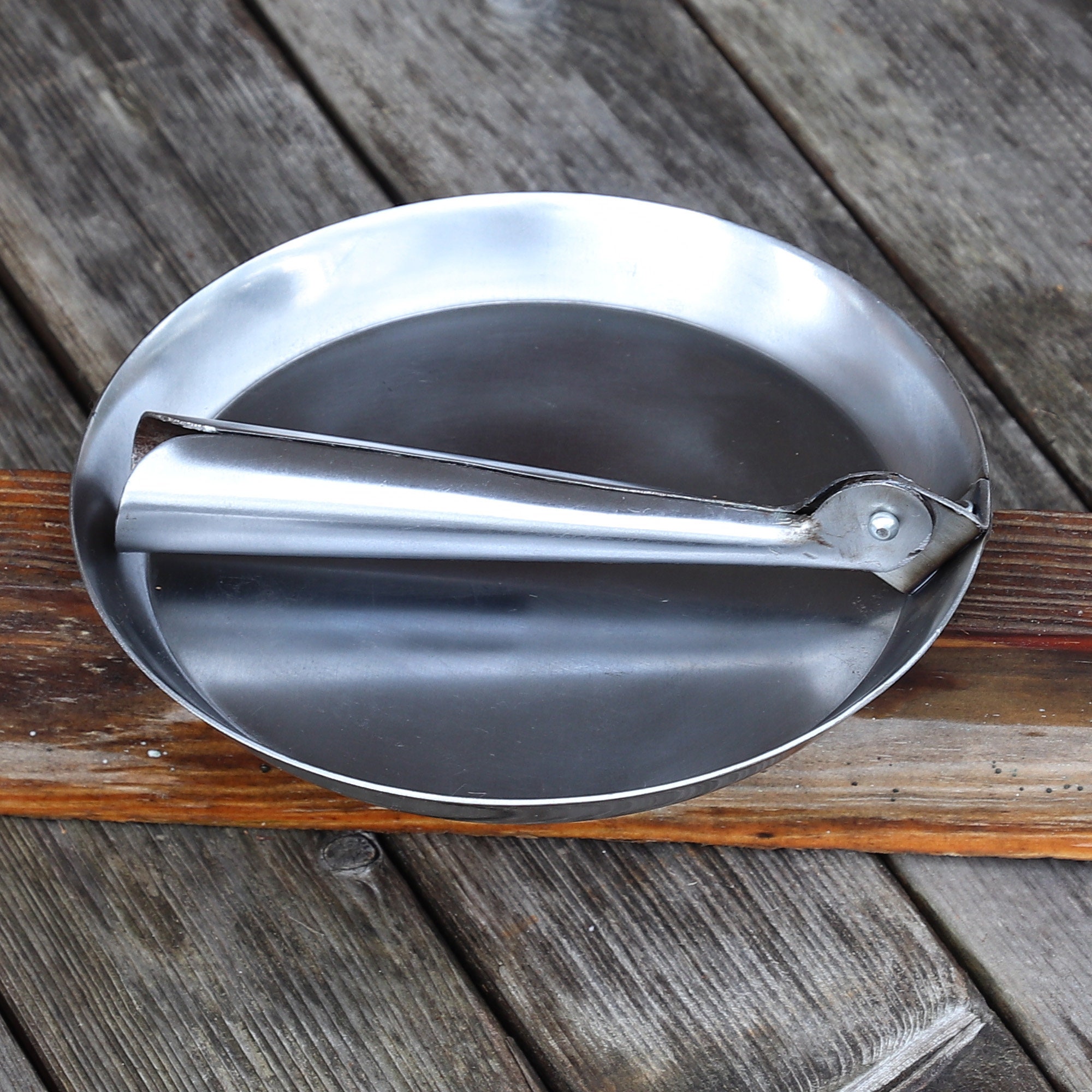 Hand Forged Iron Folding Pan - Portable Camping Accessory - MedieWorld