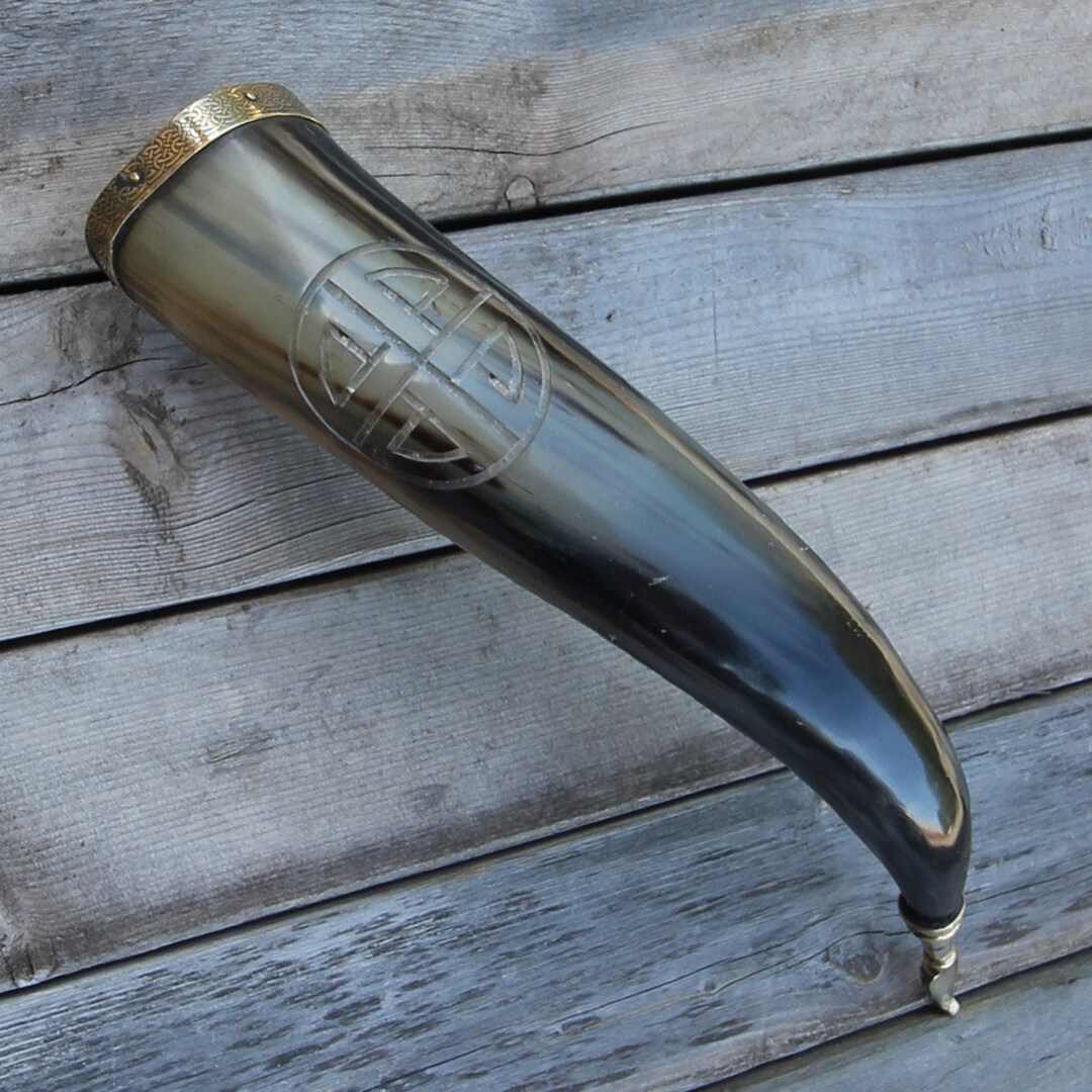 Viking Shield Knot Drinking Horn Vessel & Display Stand Set Etsy