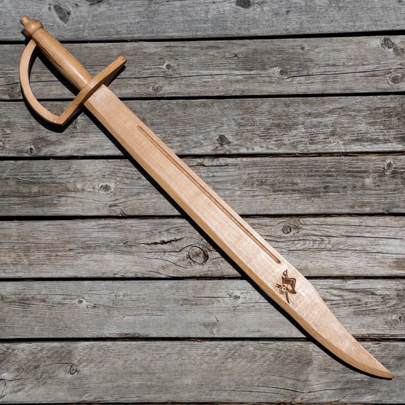 Wooden Caribbean Pirate Cutlass Sword Prop Black in Los Angeles Store