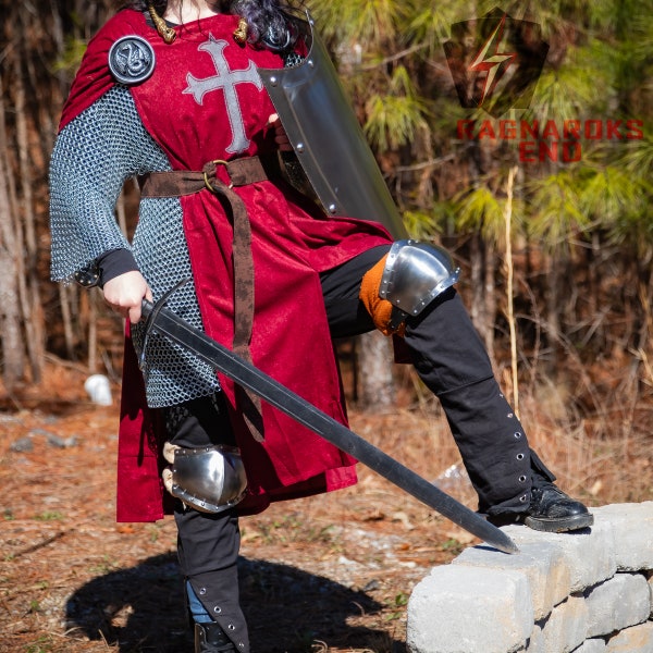 Never Kneel Medieval Knee Armor | Handmade 16G Steel Versatile Universal Adult Knight Outfit Pair Set w/ Adjustable Leather Strap