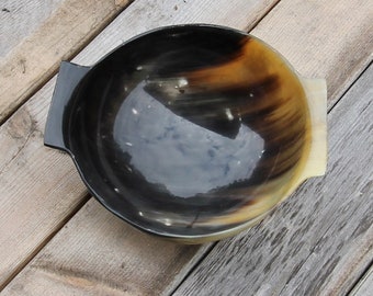 Natural Buffalo Horn Bowl - Hand Carved Historical Reenactment Renaissance Style Polished Bowl | 24oz