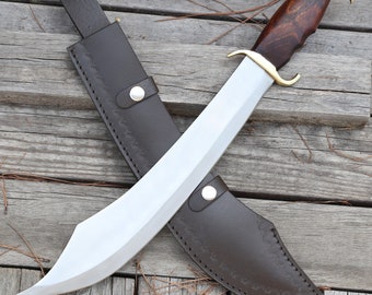 Persian Warrior Arabian Short Scimitar -  Hand Forged Medieval Inspired Collectible Replica Carbon Steel Pirate Sword with Leather Sheath