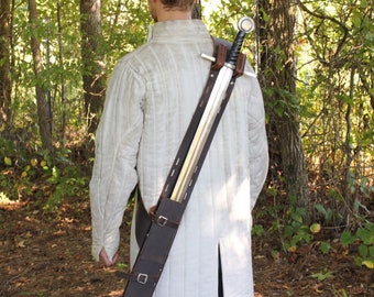 Cheshire Knight's Baldric - Authentic Leather Medieval Inspired Adjustable Baldric Belt for Long Swords & Claymores