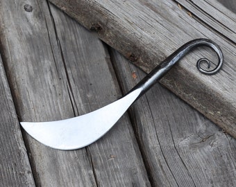 Scrolled Fancy Cheese Knife - Medieval Themed Hand Forged Butter Knife for Wedding Charcuterie Board