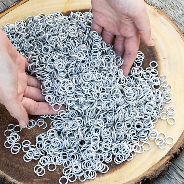 1 LB Bright Aluminum Chain Mail Jump Rings - DIY Craft 8 mm 16 Gauge Chainmail Jump Rings for Jewelry Making & Metal Working