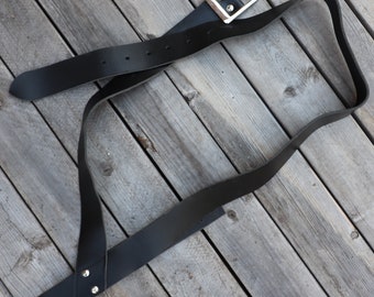 Honorable Swordsmen Baldric Belt - Medieval Inspired Genuine Black Leather Adjustable Sword Belt