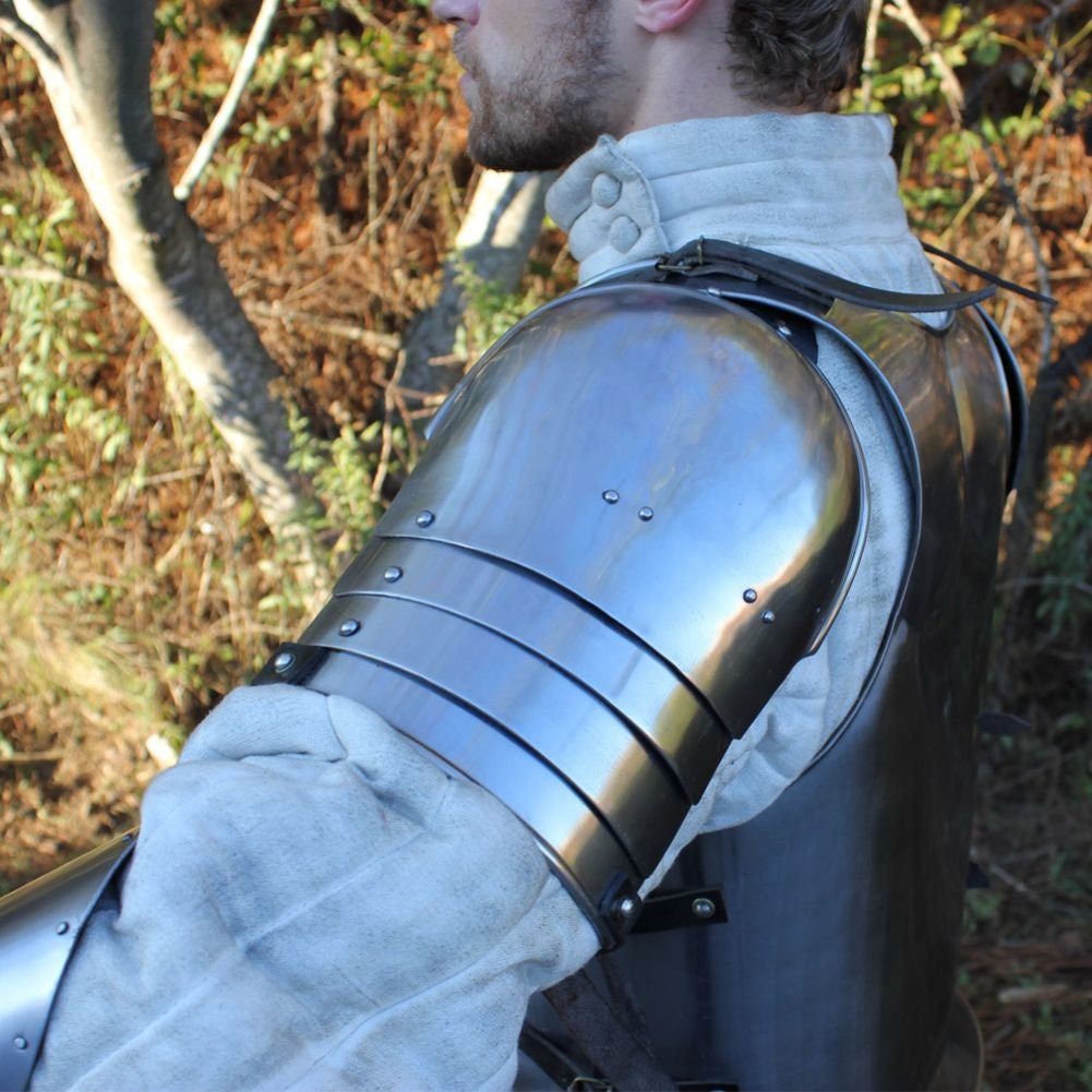 Renaissance Armor Medieval Cavalier Shoulder 18g Mild Steel Functional Pauldrons 
