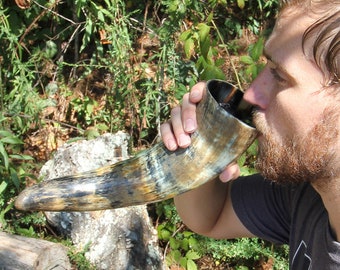 Distressed Raider Medieval Viking Drinking Horn Vessel