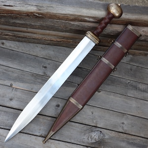 Ancient Roman Legionary Gladius Sword - Hand Forged Collectible Carbon Steel Historical Replica Sword with Hard Scabbard