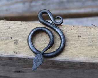 Great Midgard Serpent Pendant - Hand Forged Iron Viking Inspired Snake Necklace Charm for Jewelry Making