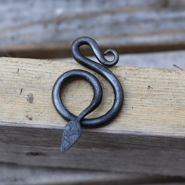 Great Midgard Serpent Pendant - Hand Forged Iron Viking Inspired Snake Necklace Charm for Jewelry Making