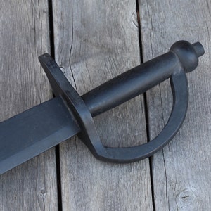 Blackbeard The Pirate Practice Wood Cutlass Sword - Black Painted Replica Steamed Beech Wood Caribbean Cutlass Sword