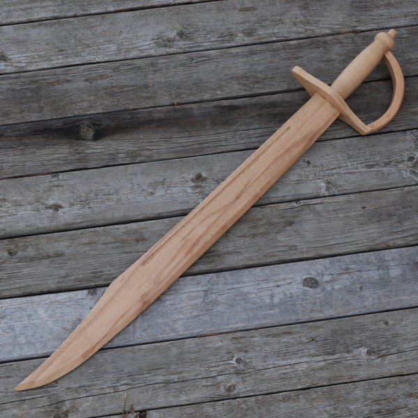 Spanish Buccaneer Wooden Pirate Sword - Hand Crafted Steamed Beech Wood Replica Costume Cosplay Cutlass Practice Sword