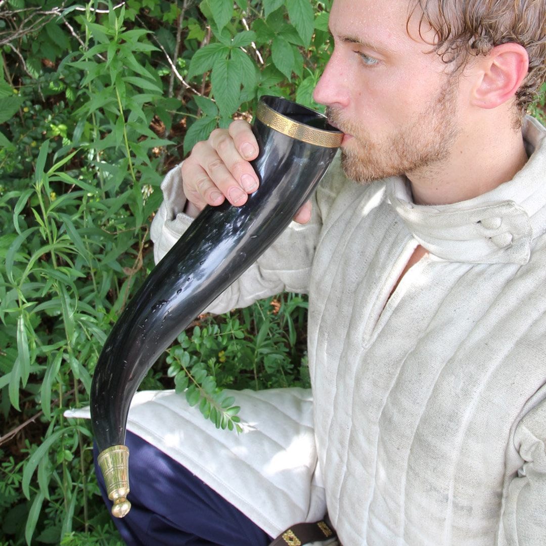 Functional Viking Medieval Brass Adorned Drinking Horn - Etsy New Zealand