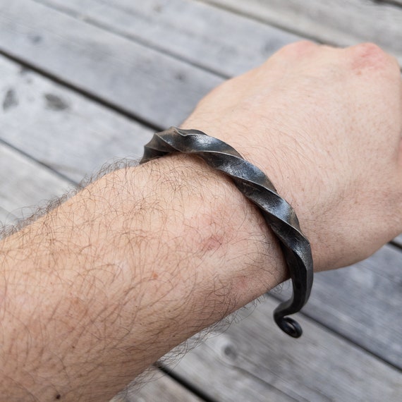 Twisted Iron Bracelet Hand - Forged - Northlord