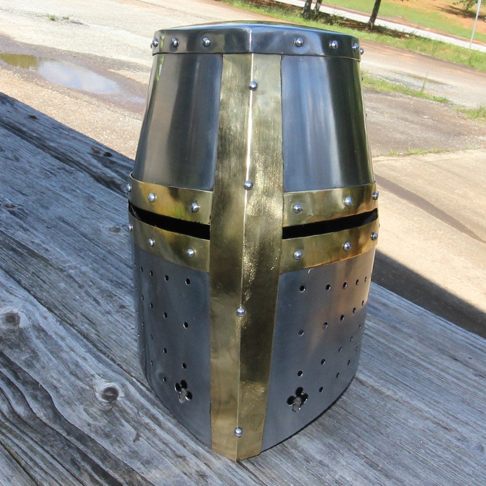 Accessories Hats & Caps Helmets Military Helmets Early Crusader Great Helm with Templar cross 