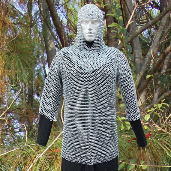 Medieval Habergeon Chainmail Armor Coif Set 