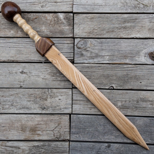 Arena Training Beech Hardwood Sword - Medieval Inspired Wooden Pompeii Style Roman Gladius Sword