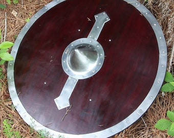 Viking Legacy Shield - Handcrafted Functional Wooden Round Shield