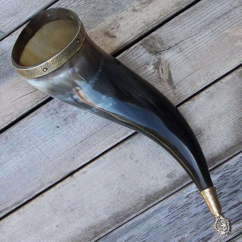 Horn Odins Wisdom Natural Drinking Horn Vessel Etsy