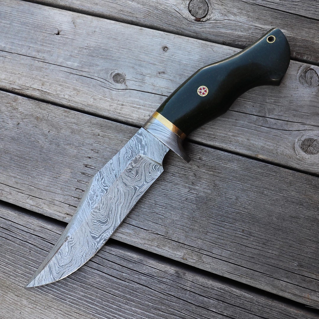 Gator Gutter Outdoor Hunting Knife Damascus Steel Clip Point Etsy
