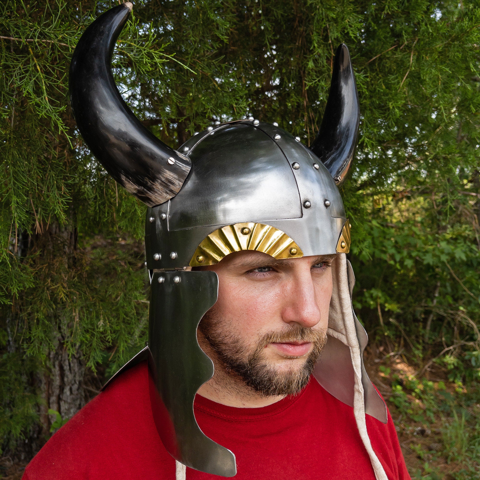 Authentic Viking Helmet With Real Horns