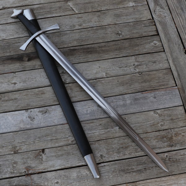 Medieval Knightly Arming Sword - 1065 High Carbon Tempered Steel Hand Forged Full Tang Historical Replica Collectible Long Sword w/ Scabbard