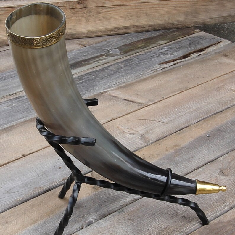 Brass Adorned Medieval Drinking Horn Etsy