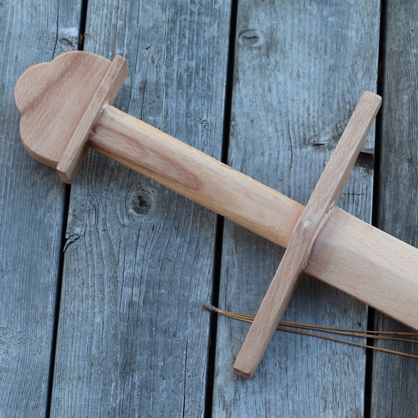 Wooden Practice Middle Age Sword - Steamed Beech Wood Replica LARP Roleplay Costume Sword