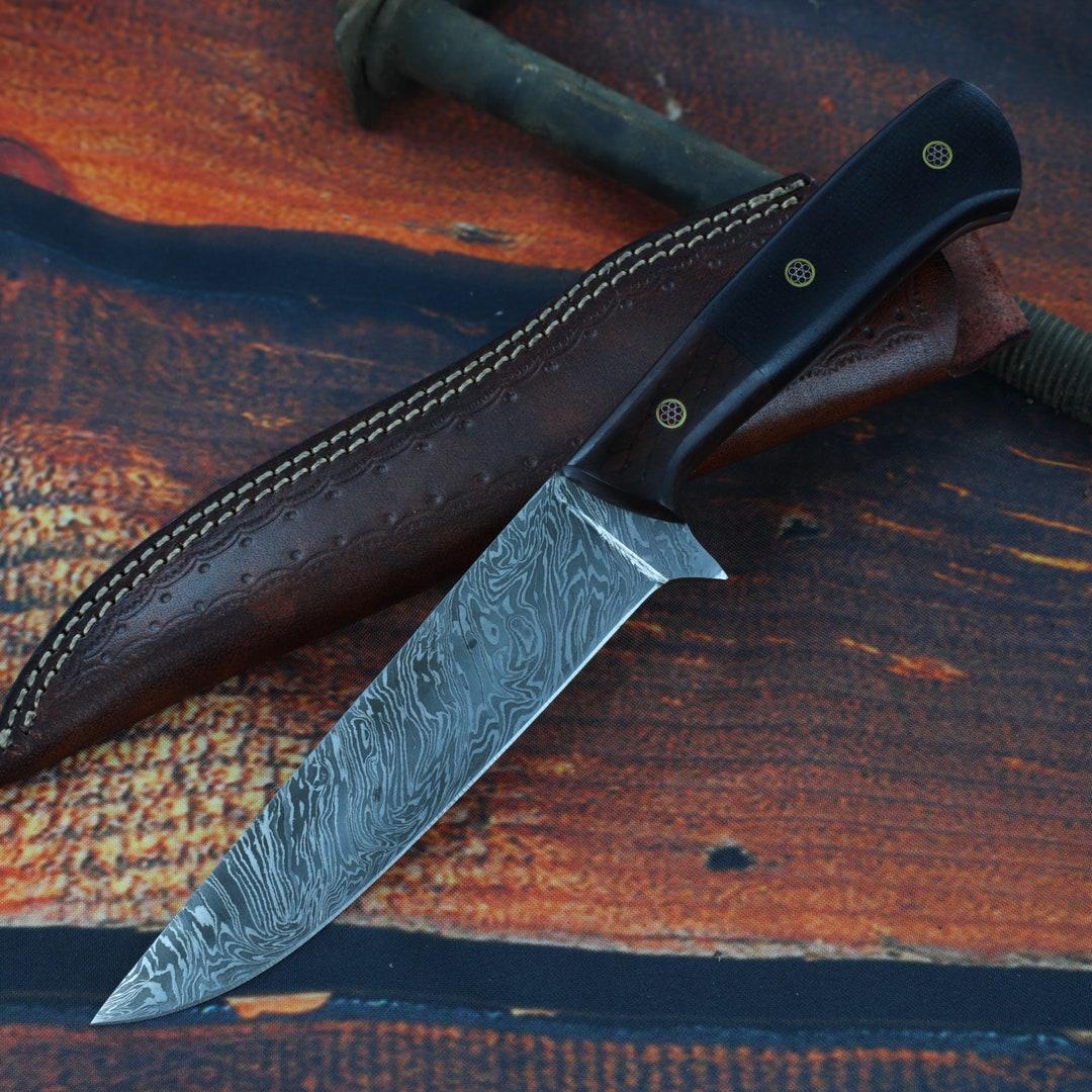 Back Country Hunting Knife Hand Fixed Blade Functional Damascus