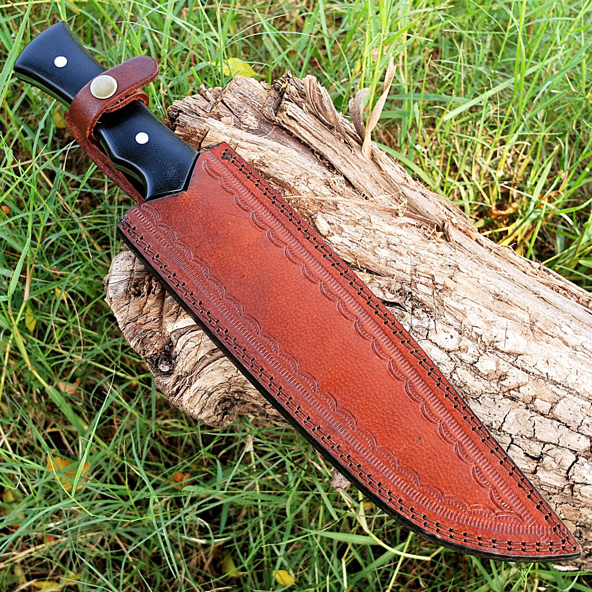 Blood & Ink Damascus Steel Outdoor Knife Full Tang Bowie Etsy