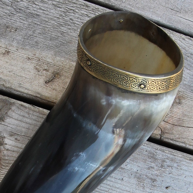 Horn Odins Wisdom Natural Drinking Horn Vessel Etsy
