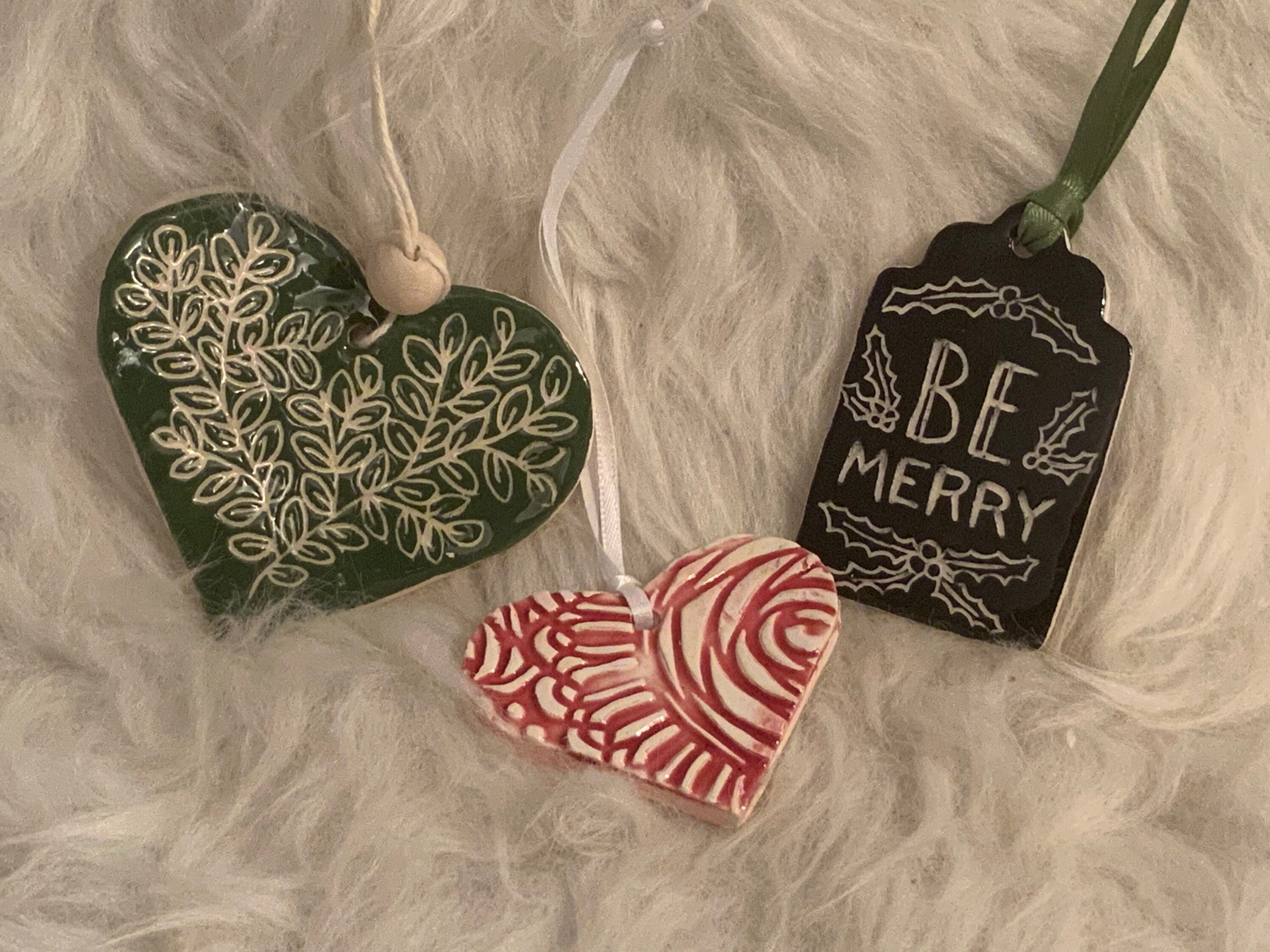 Set of 3 Handmade Pottery Ornaments Etsy