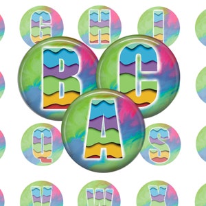 Alphabet Collage Sheet, 1-Zoll-Kreise, 26 Bilder, Sofort-Download, druckbare Alphabet Bilder, A-Z Digital Collage, Buchstaben Clip Art