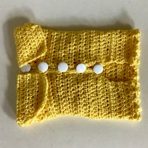 Crocheted Yellow Dog Sweater 9.5”x6.5”, Snuggle Up Doggie Sweater, Dog Outerwear, Small, Pet Lover Gift