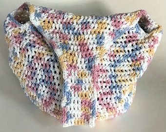 Handmade Crochet Hobo Bag: White Speckled Acrylic Tote