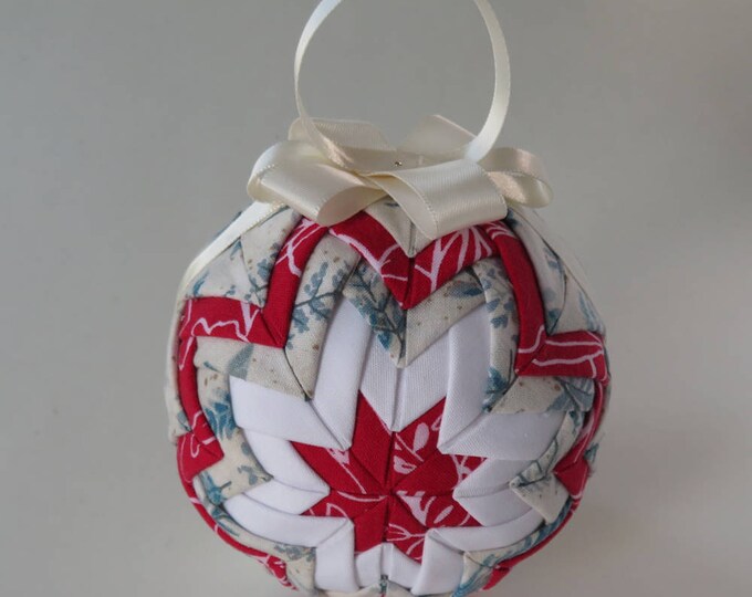 Quilted Ornament Ball 3.5 Fabric Ball Ornament Etsy