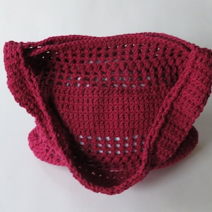 Fourre-tout au crochet, sac à main bordeaux de 30 cm, sac à main couleur bordeaux fait main, sac au crochet rouge, sac à main de tous les jours, mode rouge, cadeau pour elle