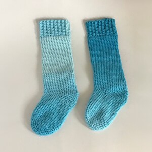 Crocheted Blue Sock Boots, Girl’s Size 8-10