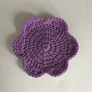 Crocheted Purple Flower Coaster 4”x4”