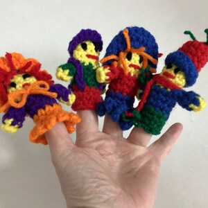 Crocheted Finger Puppets, Set Of 4