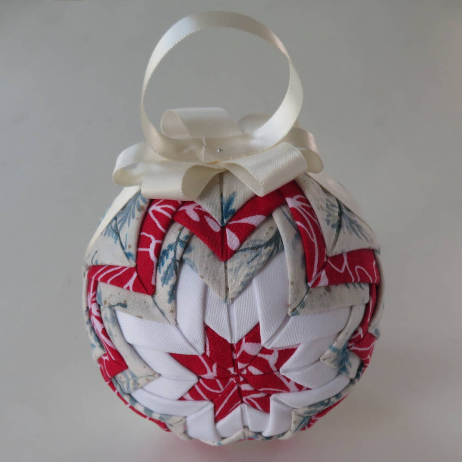 Quilted Ornament Ball 3.5 Fabric Ball Ornament Etsy