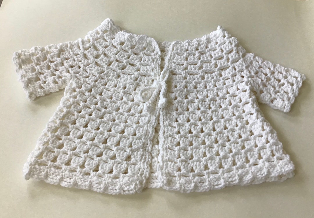 White Crocheted Little Girl Cardigan Etsy