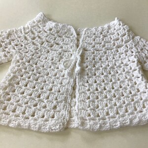 White Crocheted Little Girl Cardigan, Handmade Sweater