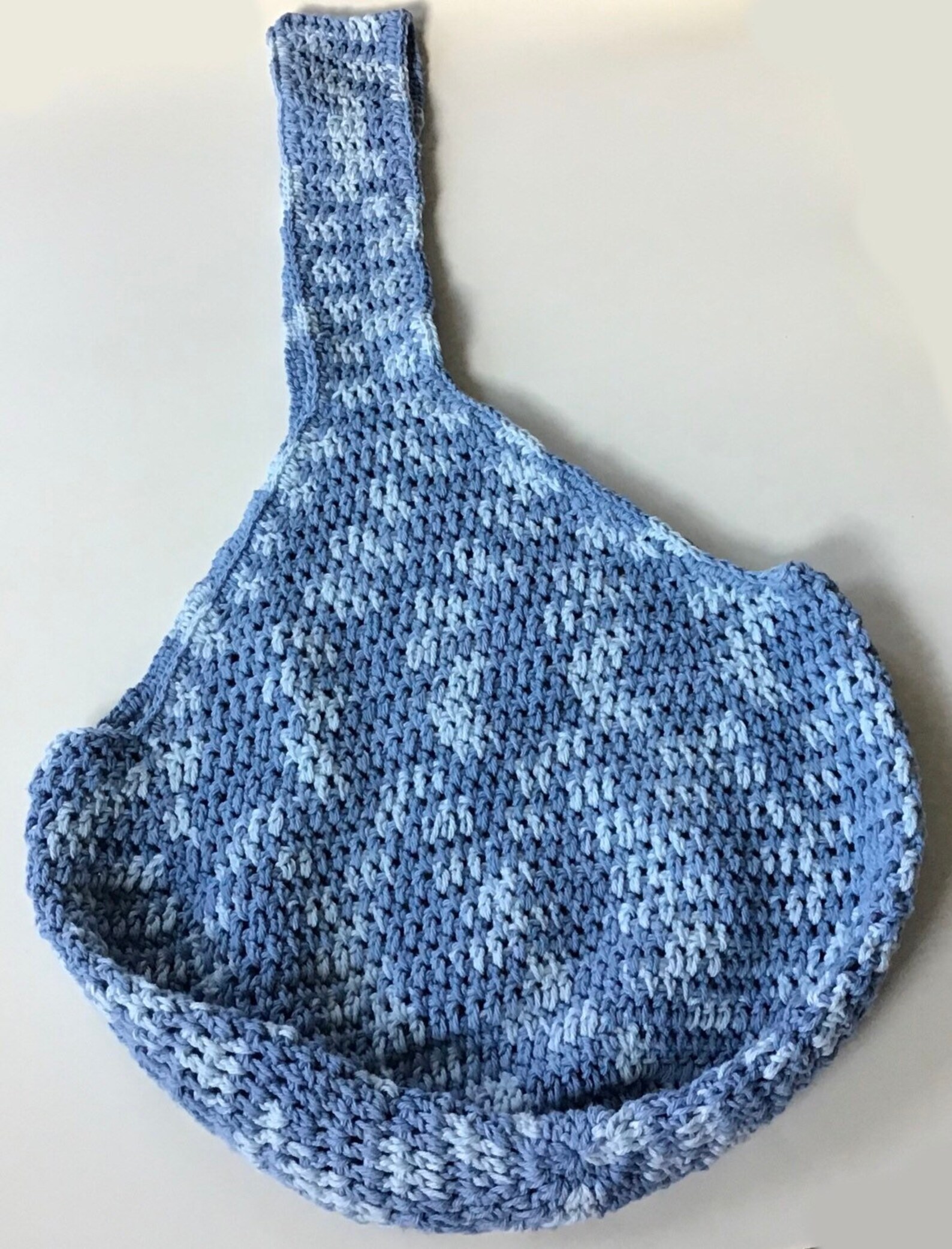Crocheted Blue Hobo Bag Long Strap Bag Large Bag Crochet Etsy