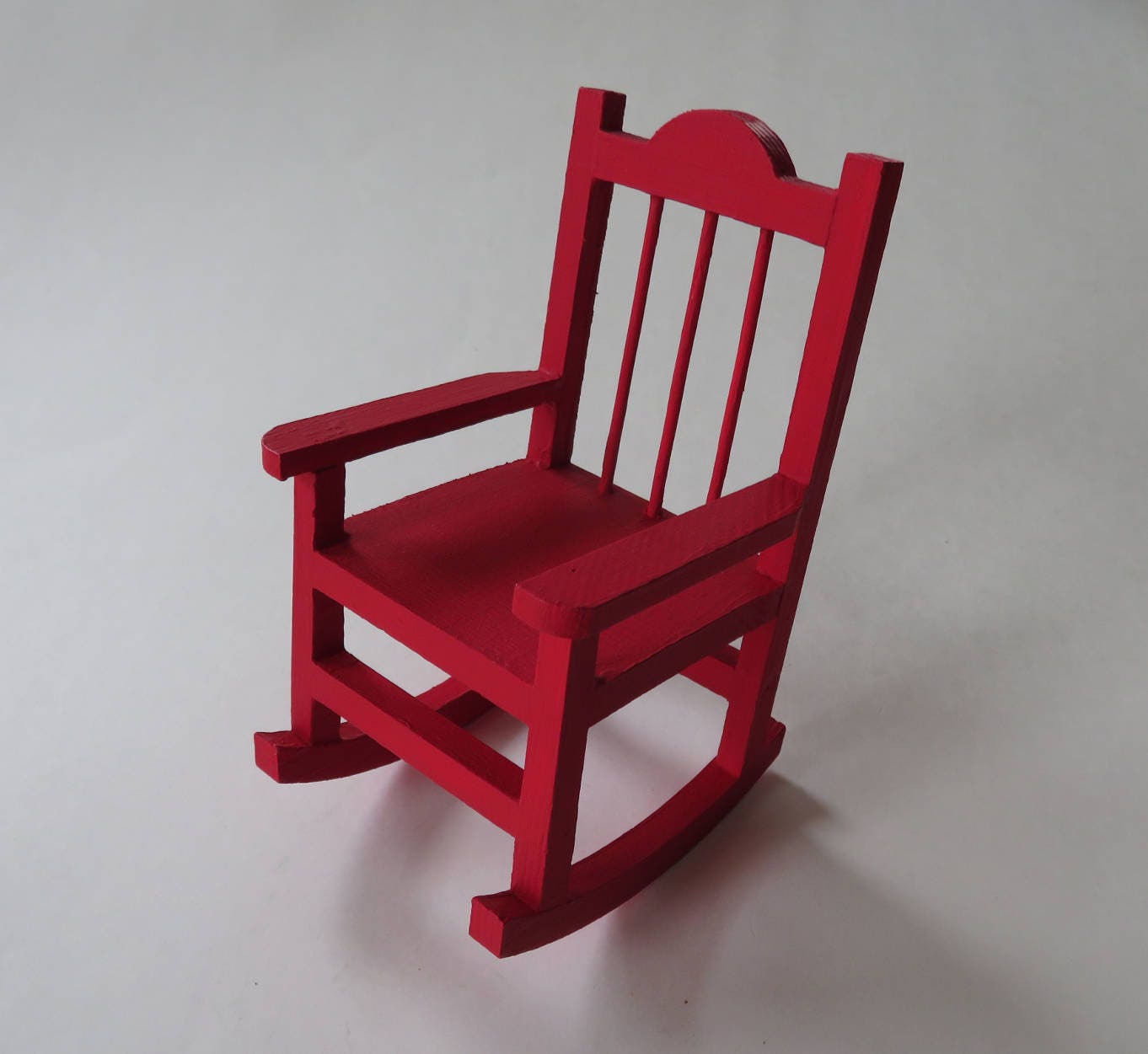 Red Mini Rocking Chair Hand painted Miniature Rocker Shelf Decor